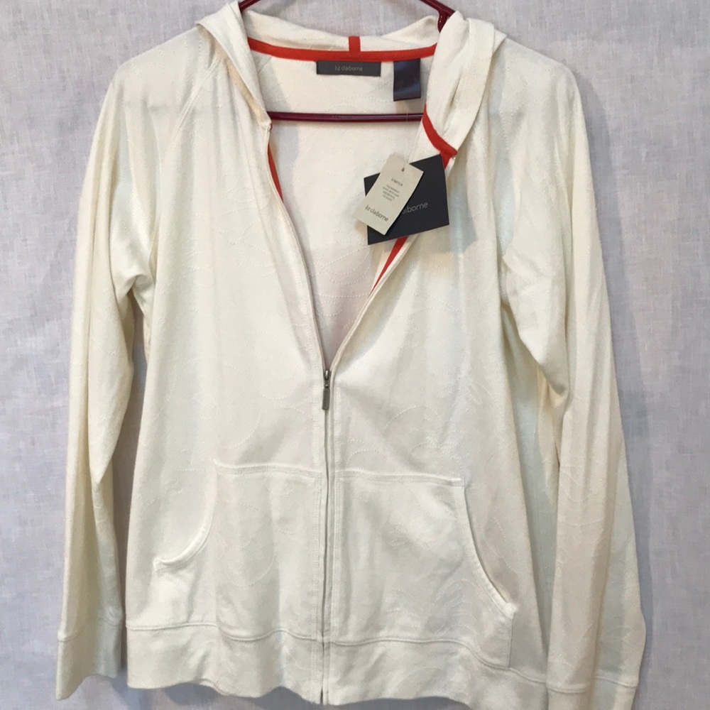 Liz Claiborne Womens NWT Cream White Floral Jacket